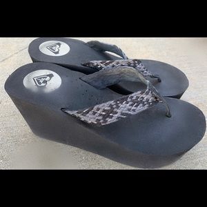 Black Wedge Roxy Sandals